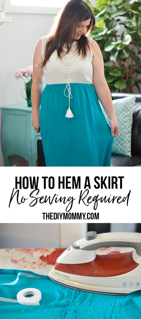 Step by Step and Video on how you can hem a skirt without having to sew it! Hem Dress Diy, Dress Without Sewing, How To Shorten A Dress, Hem A Dress, Summer Wardrobe Staples, Dress Tutorials, Pretty Shorts, Fashion Project, Budget Fashion