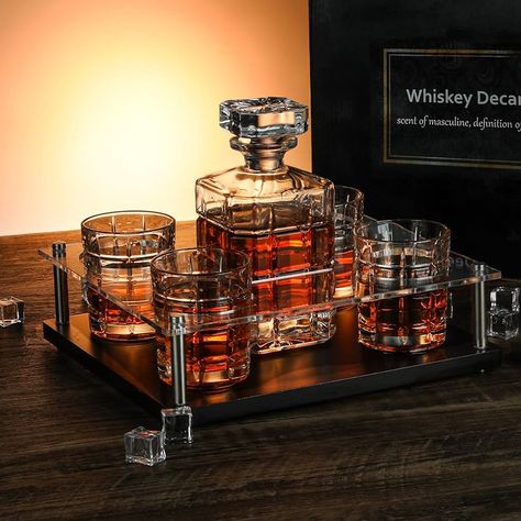 Indulge in refined elegance with our premium whiskey set for men. Crafted with precision, this set includes exquisite glasses, a sophisticated decanter, and all the essentials for an elevated sipping experience. Elevate your whiskey enjoyment in style #MansInspiration #WhiskeySet #MansGift Home Bar Setup, Whisky Set, Whiskey Glasses Set, Whisky Decanter, Whiskey Set, Home Bar Design, Whiskey Decanter Set, Industrial Bar Stools, Whiskey Bar