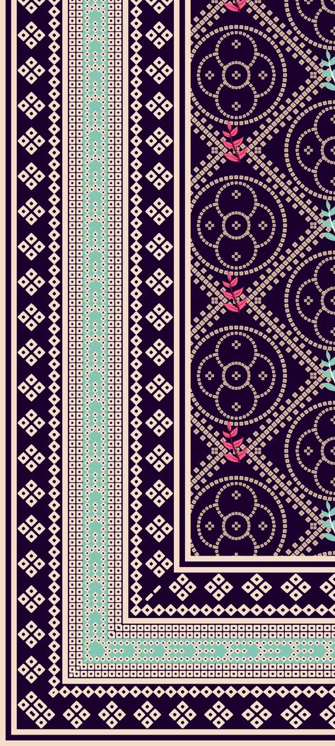 Bandhani Designs Pattern, Chunri Pattern, Liz Casella, Corner Border, Dupatta Design, Corner Borders, Allover Design, Borders Design, Digital Borders Design