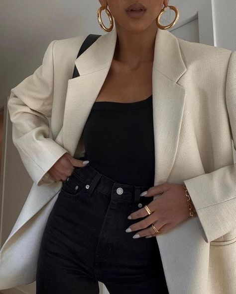 Elegantes Party Outfit, Classy Lifestyle, Chique Outfits, Outfit Chic, Looks Street Style, Looks Black, Outfits Winter, Mode Inspo, White Blazer