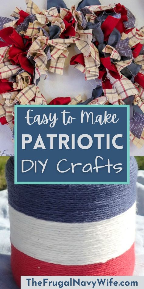 Get in the spirit by creating some beautiful patriotic DIY crafts to celebrate America's birthday with your family and friends. #patriotic #crafts #diycrafts #julyfourth #frugalnavywife #decorations #roundup #memorialday | Patriotic DIY Crafts | Celebration | Decorations | Arts and Craft | Frugal DIY | 4th of July | Forth Of July Decorations Diy Easy, Diy 4th Of July Decor, Patriotic Diy Crafts, 4th Of July Decorations Diy, Diy Fourth Of July Decorations, Diy 4th Of July Crafts, Easy 4th Of July Crafts, Diy 4th Of July Decorations, Patriotic Crafts Diy