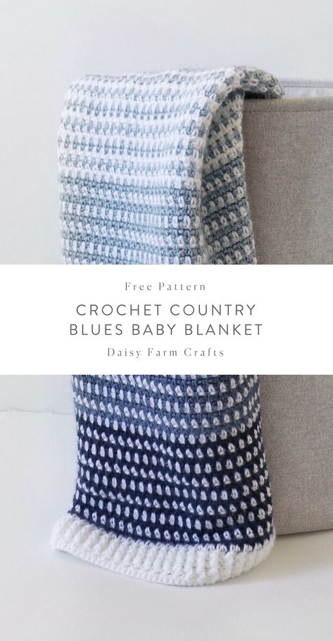 Crochet Country, Crochet Baby Blanket Beginner, Blue Baby Blanket, Crochet Baby Blanket Free Pattern, Crochet Friends, Crochet For Beginners Blanket, Caron Simply Soft, Manta Crochet, Country Blue