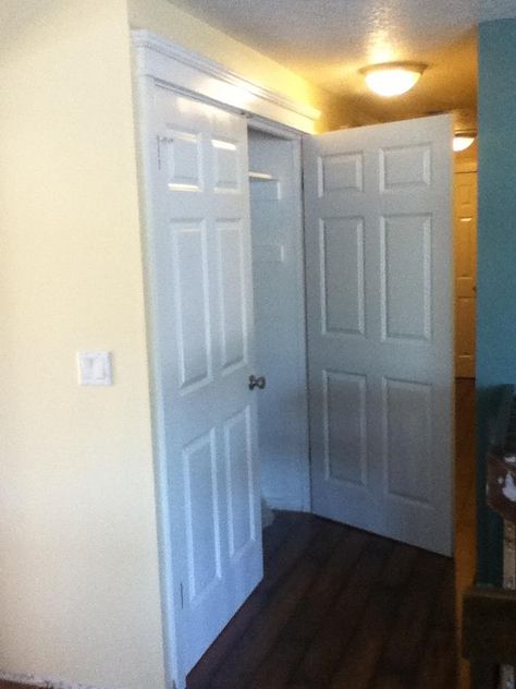 Two Door Closet, Hall Closet Doors, Converted Closet, Door Hallway, Hallway Closet, Hall Closet, Sliding Closet Doors, Beach Condo, Closed Doors