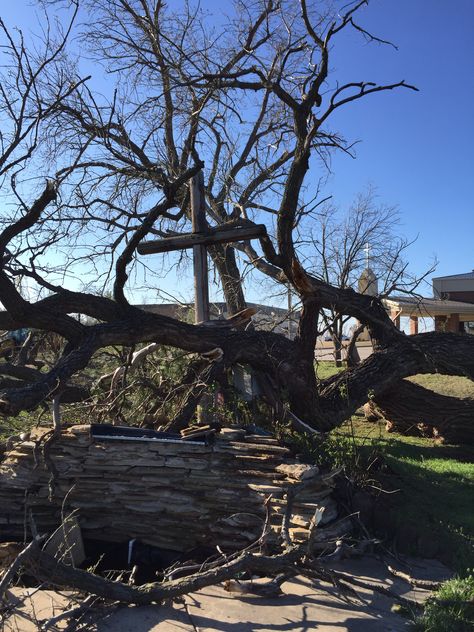 The cross still stands after a tornado in Moore,Oklahoma March 25, 2015. Moore Oklahoma, March 25, Still Standing, Tornado, The Cross, Park Bench, Oklahoma, Lamp Post, Outdoor Furniture