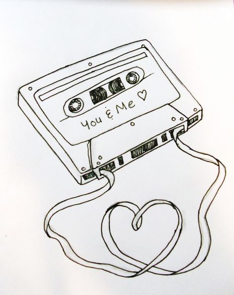 Cassette Cassette Tape Drawing, Tape Drawing, Music Sketch, Music Doodle, Music Drawings, Doodle Art Journals, Easy Doodles Drawings, Bullet Journal Art, My Darling