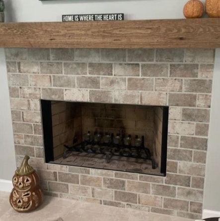 Wood Mantel On Brick Fireplace, Fireplace Mantle Shelf, Rustic Farmhouse Fireplace, Wood Mantle Fireplace, Shelf Length, Fireplace Shelf, Fireplace Mantel Designs, Oak Shelf, Fireplace Shelves