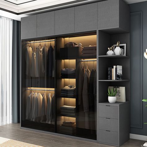 Space Saving Wardrobes Luxury Drawers Cabinets Modular Display Bedroom Wardrobes Large Capacity Glass Front Wardrobe, Modern Closet Cabinet, Black Wardrobes Bedroom, His Her Wardrobe Closet Designs, Built In Armoire Closet Master Bedrooms, Best Pax Wardrobe Layout, Side Wardrobe Design, Clothes Drawer Design, Men Wardrobe Design