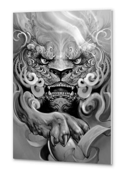 "Foo Dog" Metal Print by Elvin Tattoo on Artsider.com - Get the metal print for $52 - http://www.artsider.com/works/50966-foo-dog_metal-prints #tattoo #fantasy Elvin Tattoo, Japanese Foo Dog, Dragon Samurai, Foo Dog Tattoo Design, Geisha Artwork, Foo Dog Tattoo, Fu Dog, Samurai Artwork, Geniale Tattoos