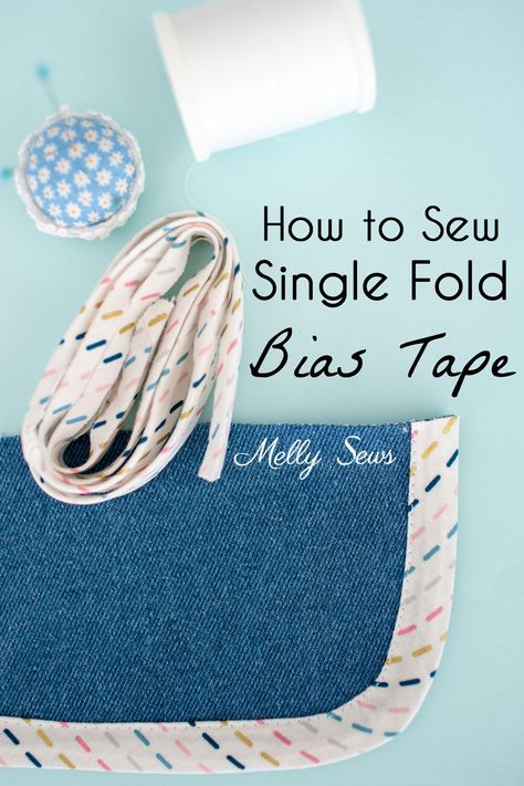 How to Use Single Fold Bias Tape - Melly Sews Bias Tape Tutorial, Sewing Bias Tape, Bias Tape Binding, Melly Sews, Sewing Coat, Smocking Tutorial, Quilt Binding, Sewing Appliques, Heirloom Sewing