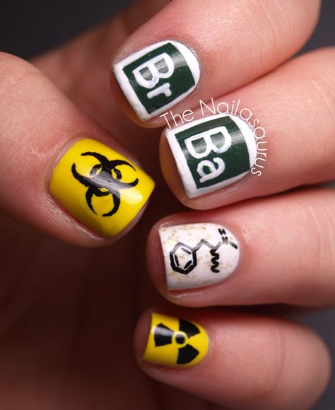 YEAH SCIENCE! Breaking Bad Nail Art Breaking Bad Nails, Bad Nail Art, Silly Nails, Bad Nails, Uk Nails, Nail Art For Beginners, Short Nails Art, Nail Art Videos, Get Nails