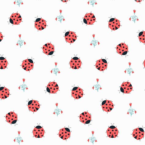 Seamless pattern with ladybug and botani... | Premium Vector #Freepik #vector #moth #dragonfly #ladybug #cartoon-pattern Bug Patterns, Bug Cartoon, Ladybug Cartoon, Ladybug Pattern, Botanical Elements, Lady Bugs, Website Backgrounds, Cartoon Pattern, Laptop Wallpaper