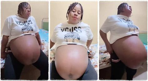 An expectant mother has posted a video showing off her impressively big baby bump. The pregnancy is so large that people are wondering if she would have triplets. Quintuplets Pregnancy, Pregnant With Triplets Belly, 1st Marriage Anniversary Wishes, Pregnant Belly Huge, Triplets Pregnancy, Big Pregnant, Baby Bump Photoshoot, Pregnancy Videos, Pregnant Lady