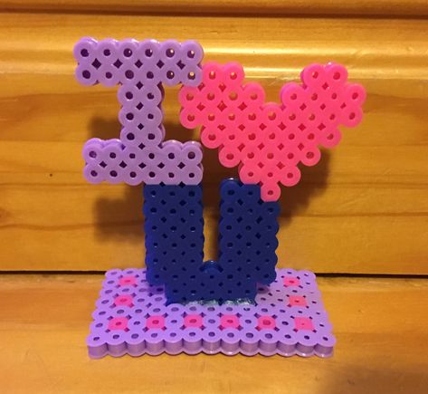 Perler Bead I Heart U  Mother’s Day Valentine’s Day Perler Bead Gifts, Perler Bead Magnets, Bead Gifts, Christmas Perler Beads, Handmade Crafts Gifts, Diy Valentine's Day Decorations, Easy Perler Beads Ideas, 3d Perler Bead, Hama Beads Design