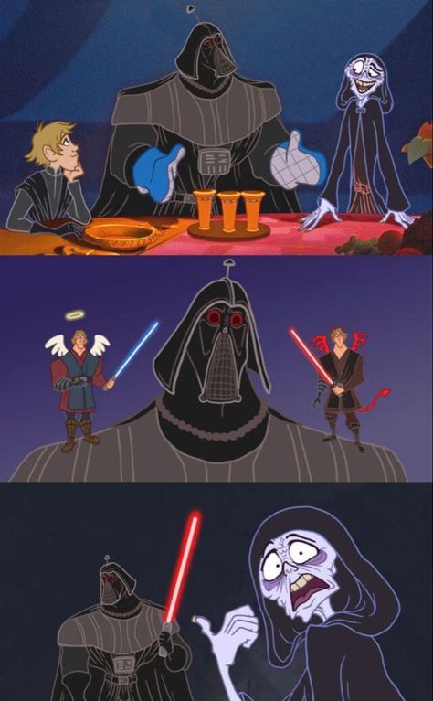 Anakin Vader, Emperor's New Groove, The Emperor's New Groove, Funny Star Wars, Star Wars Jokes, Emperors New Groove, Star Wars Comics, New Groove, Star Wars Artwork