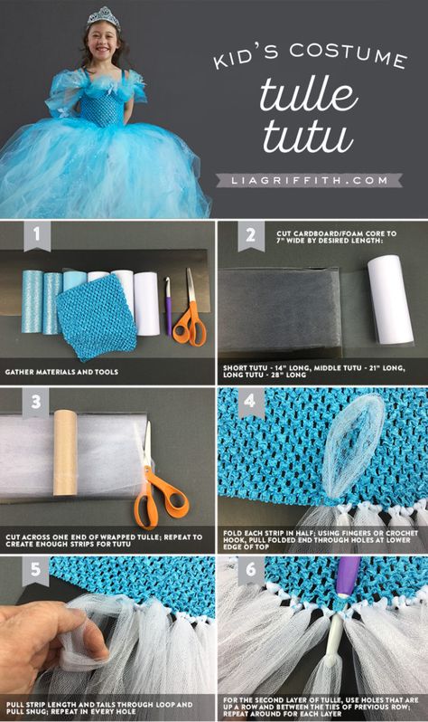 Tutu Costumes Diy, Diy Tutu Dress, Diy Tutu Skirt, Princess Tutu Dresses, Diy Tulle, Tutu Tutorial, How To Make Tutu, Fairy Halloween Costumes, Long Tutu