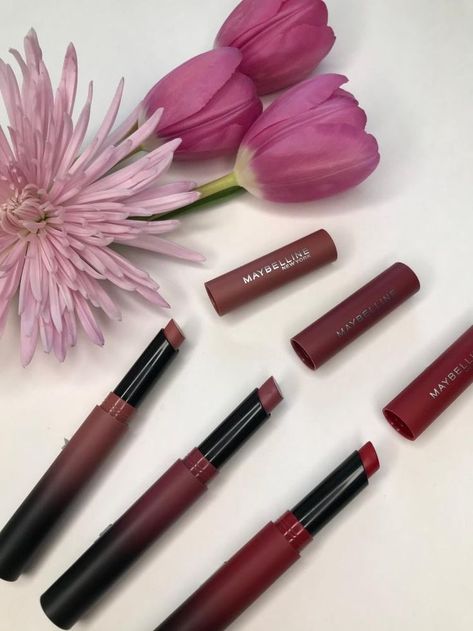 Maybelline's new Color Sensational Ultimatte Slim Lipstick lineup Maybelline Ultimatte Lipstick, Maybelline Lipstick Shades, Maybelline Matte Lipstick, Maybelline Color Sensational Lipstick, Maybelline Lipstick, Maybelline Color Sensational, Lipstick Kit, Lipstick Shades, Matte Lip