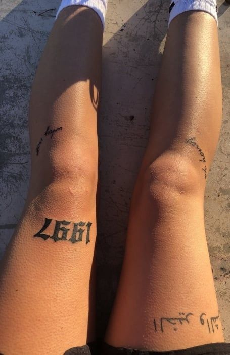 555 Tattoo Above Knee, Birthyear Tattoo Above Knee, 1999 Above The Knee Tattoo, 2001 Knee Tattoo, 1996 Leg Tattoo, Number Above Knee Tattoo, 2002 Above Knee Tattoo, Above Knee Tattoo Numbers, 1997 Tattoo Above Knee