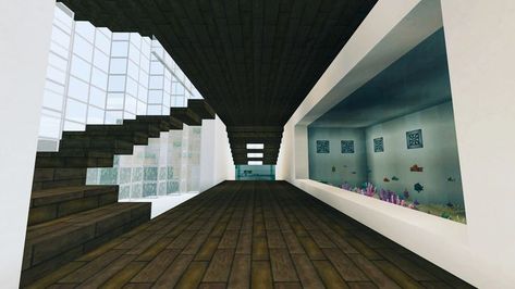 Stairs Ideas Minecraft, Inside Stairs Ideas, Fish Tank Minecraft, Minecraft Aquarium Ideas, Inside Stairs, Minecraft Aquarium, Amazing Aquariums, Minecraft Blocks, Stairs Ideas