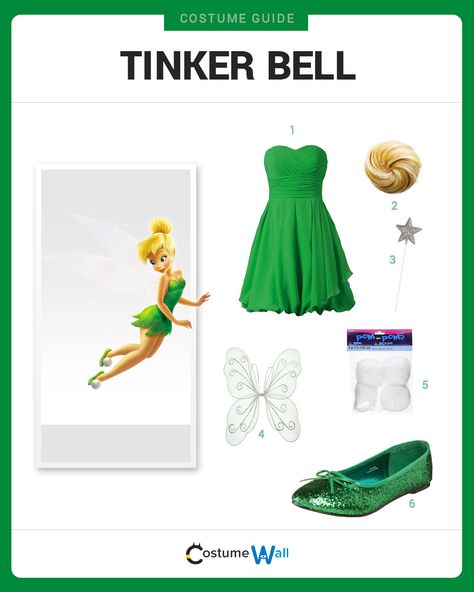 Fly into a costume party dressed up like Tinker Bell, the feisty fairy and most popular characters from Walt Disney's Peter Pan. Costumes For Blonde Women, Costumes For Blondes, Diy Tinkerbell Costume, Costume Wall, Disney Princess Inspired Outfits, Bell Costume, Frozen Costume Adult, Tinkerbell Costume, Disney Characters Costumes