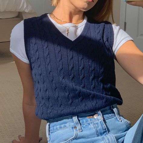 Women Sweater Vest Casual V-neck Retro Preppy Style Sleeveless Pullover Crop Top Oversize Sweater Stile Preppy, Autumn Knitwear, Plaid Pullover, Sweater Vest Women, Vest Outfits, Streetwear Women, Sleeveless Sweater, Knit Fashion, Knit Vest