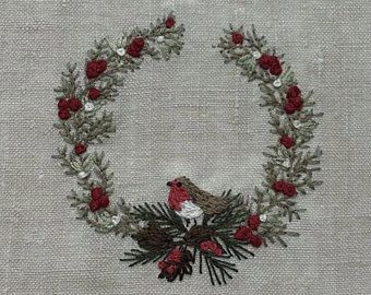 Embroidery Christmas, Christmas Sewing, Hand Embroidery Stitches, Christmas Embroidery, Hand Embroidery Patterns, Embroidery Inspiration, Ribbon Embroidery, Embroidery And Stitching, Christmas Cross Stitch