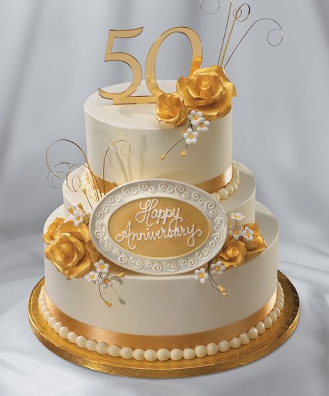 Golden Anniversary Cake, Golden Wedding Cake, Golden Wedding Anniversary Cake, Marriage Anniversary Cake, 50th Year Wedding Anniversary, Anniversary Cake Designs, 50th Wedding Anniversary Cakes, 50th Anniversary Cakes, 50 Golden Wedding Anniversary