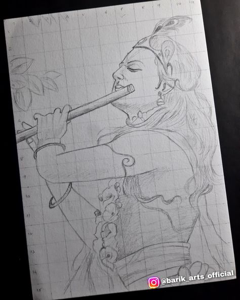 Radha Krishna Grid Sketch, Krishna Drawing Pencil Easy, Lord Krishna Drawing Pencil, Krishna Ji Sketch, Lord Shiva Drawing, Lord Krishna Sketch, Krishna Sketch, Pencil Drawing Images, Abstract Pencil Drawings