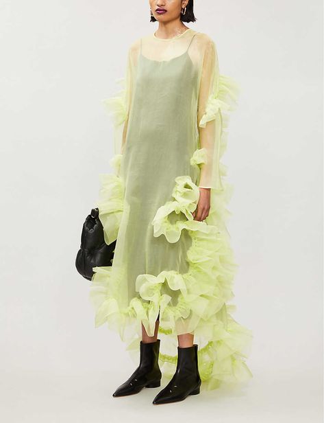 Roberts Wood, Halloween 23, Robert Wood, Tulle Maxi Dress, Silk Tulle, Trapeze Dress, Sheer Dress, X Ray, Tulle Dress