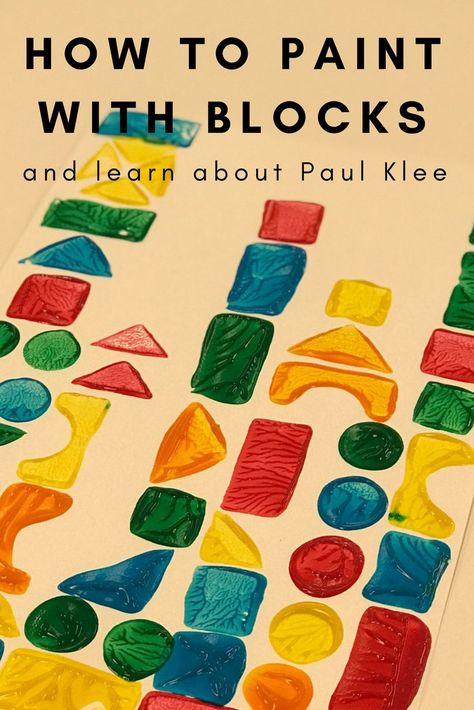 How To Paint With Blocks and Learn About Paul Klee will guide you through introducing an important artist to toddlers and preschoolers. Or, if you're looking for something simpler, it will guide you through painting with a unique paintbrush - blocks! Shape Art Projects, Art Projects For Toddlers, Projects For Toddlers, Preschool Painting, Preschool Art Projects, Art Project For Kids, Toddler Art Projects, Block Painting, Shapes Preschool