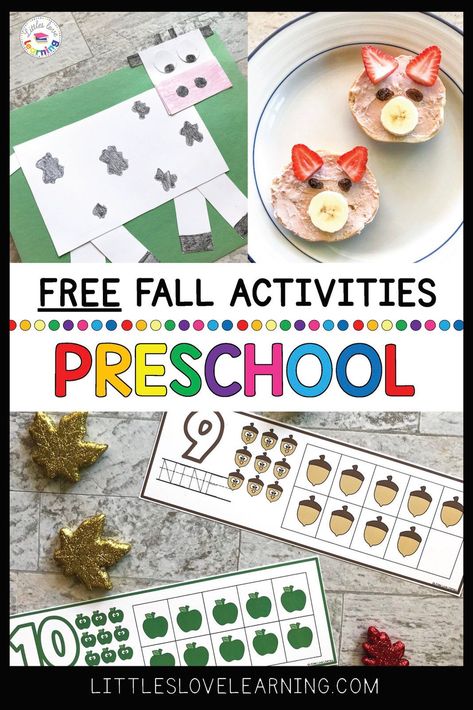 Harvest Party by Jennifer O'Connell is the cutest counting book for preschool & pre-k. Check out these fall-themed activities inspired by the book: Shape Cow (with free template), Pig Bagels, & FREE math number cards for numbers 1-10. These cards include the numeral, number word, and a ten frame. Great to use at home with your own kids (or homeschool) or in the classroom with your students. Add these ideas to your fall theme, farm theme, harvest theme, or autumn theme! #preschool #literacy Math Number Cards, Harvest Theme, Book Shape, Cow Craft, Theme Preschool, Fall Preschool Activities, Farm Activities, Activities For Preschool, Harvest Party