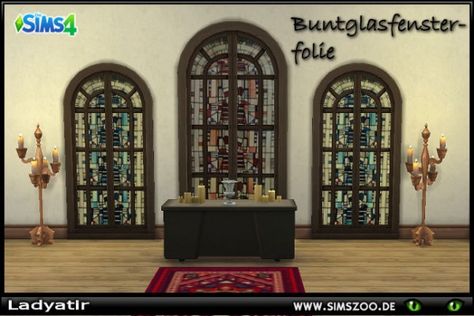 Blackys Sims 4 Zoo: Stained glass window foil set by ladyatir • Sims 4 Downloads Window Foil, Sims 4 Cc Decor, Sims Games, Sims 4 Downloads, Best Sims, Sims 4 Houses, Ts4 Cc, Stained Glass Window, Sims Mods