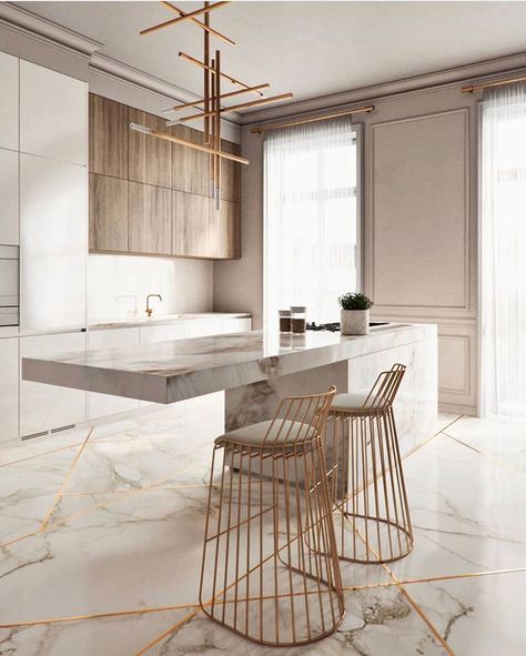 by genna margolis (@shapeside) • Instagram photos and videos Dapur Rustic, Marble Kitchen Island, Interior Minimalista, Rustic Kitchen Design, Classic Kitchen, Elegant Kitchens, Kitchen Marble, Interior Modern, Trendy Kitchen