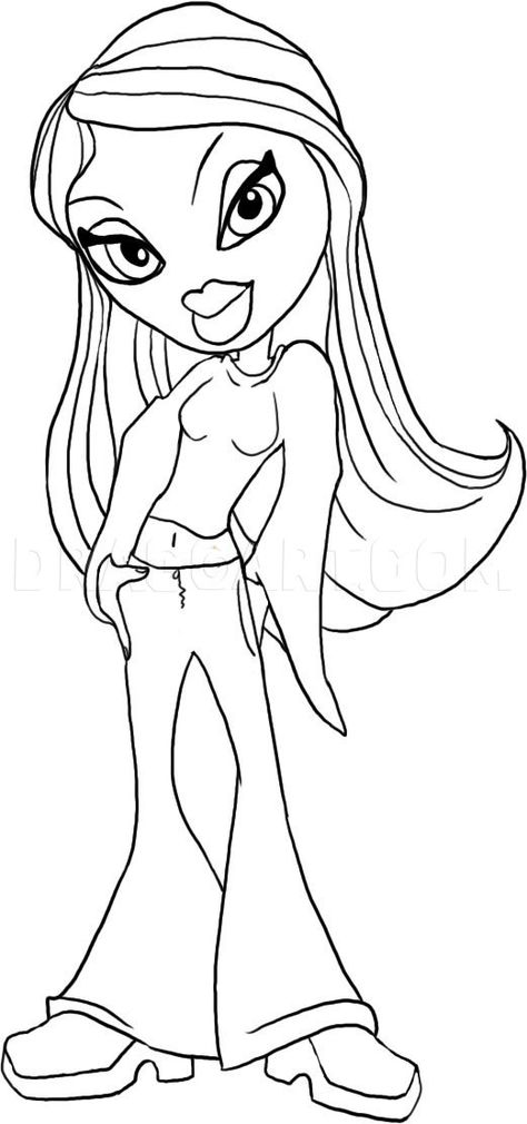 How To Draw Bratz Girl Character Doll, Step by Step, Drawing Guide, by Dawn | dragoart.com Bratz Coloring Pages, Bratz Coloring, Blank Coloring Pages, Doll Drawing, صفحات التلوين, Disney Colors, Coloring Pages For Girls, Desenho Tattoo, Cartoon Coloring Pages