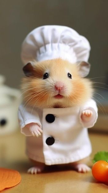 Hamster disfrazado de chef. | Premium Photo #Freepik #photo #conejillo-indias #roedores #chinchilla #rata Cutest Animal Photos, Hamster Wallpaper, Chinchilla Cute, Hamster Pics, Kartu Pokemon, Pet Rodents, Small Animal Bedding, Hamster Care, Baby Hamster