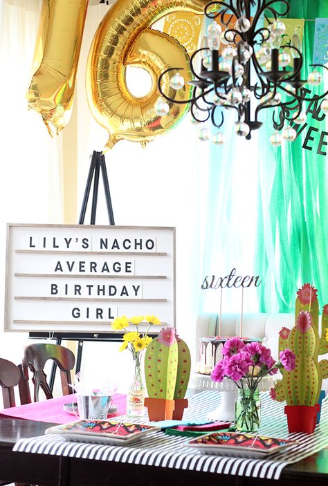 Taco Bout a Sweet 16 Party | Less Than Perfect Life of Bliss | home, diy, travel, parties, family, faith Taco Bout A Birthday Party, Sweet 16 Taco Bar Party Ideas, Mexican Sweet 16 Party Ideas, Sweet 16 Fiesta Theme, Sweet 16 Mexican Theme Fiesta Party, Taco Party Decorations, Nacho Average Bride, Taco Bout A Party, Sweet 16 Candles