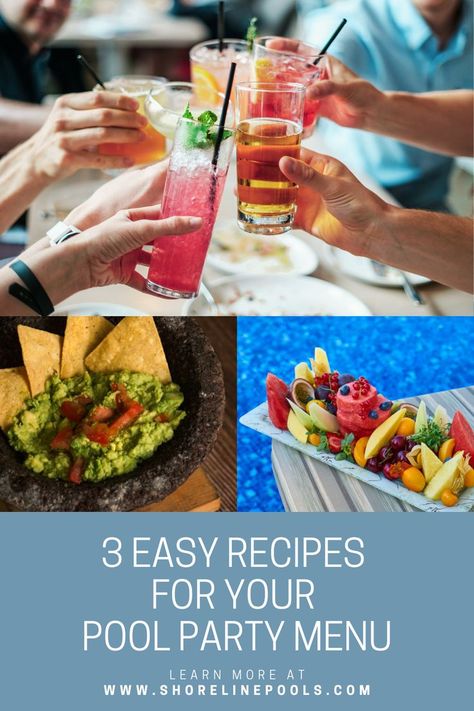 Pool Party Recipes Construction Marketing, Menu Lighting, Pool Construction, Backyard Spaces, Party Menu, The Fourth Of July, Backyard Living, Picky Eaters, Outdoor Party