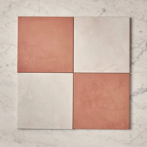 Bronte Checkerboard Terracotta & White Tile | TileCloud Terracota Tile, Stone Porches, European Tiles, Coloured Grout, Checkerboard Floor, Modern Desert, Patio Tiles, Matte Material, Grey Tiles