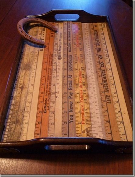 yardstick tray Ruler Crafts, Yard Sticks, Wooden Ruler, Flea Market Flip, Measuring Tape, Repurposed Furniture, Wooden Crafts, Craft Stick Crafts, Diy Projects To Try