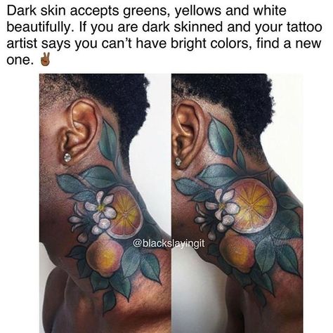 @miryamlumpini #tattoos #art #blackslayingit Tattoos On Black People, Tattoo On Dark Skin, Tattoos On Dark Skin, Colored Tattoos, Black People Tattoos, Tattoo Ink Colors, Light Brown Skin, Inspiration Tattoo, Tattoos Geometric