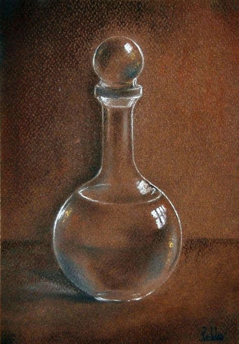 Brown Paper Art Drawing, Soft Pastel Still Life, Drawing On Brown Paper, Soft Pastel Painting, Sepia Art, Small Sketchbook, Soft Pastels Drawing, Bottle Drawing, Soft Pastel Art