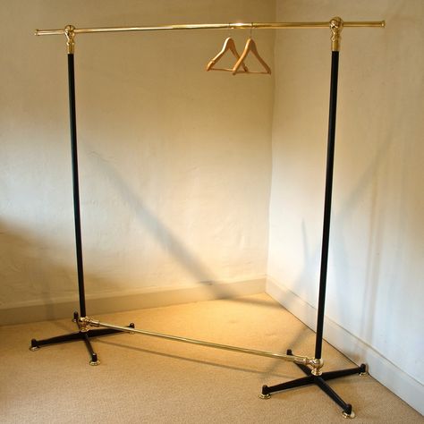 Vintage Clothing Rack Display, Antique Clothing Rack, Brass Clothes Rod, Clothing Shop Hanger Rack, Display Wardrobe, Gold Clothing Rack Display, Clothing Rack Brass, Canadian Tattoo, Clothing Rail