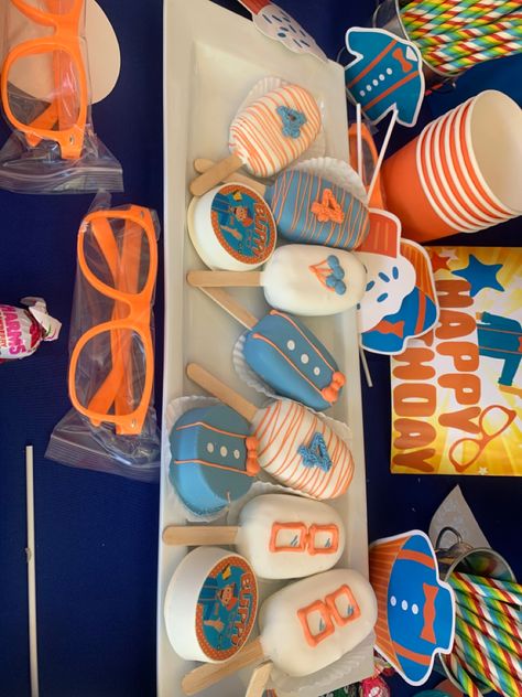 Blippi Treat Table, Blippi Dessert Table, Blippi Party Favors, Blippi Decorations, Blippi Party Ideas, Blippi Party, Toy Story Birthday Cake, Toddler Birthday Cakes, 1st Birthday Party Favors