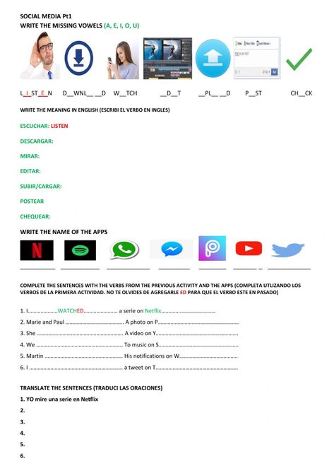 Social media Ficha interactiva Social Media Activities, Present Perfect And Simple Past, Social Media Worksheet, Kids Social Media, Simple Past, Present Perfect, English Lessons For Kids, English As A Second Language (esl), English Reading