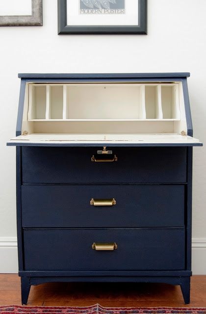 Coastal Blue Secretary Desk | General Finishes Design Center Painted Secretary Desks, Muebles Shabby Chic, General Finishes, Diy Ikea Hacks, Secretary Desk, Diy Ikea, Furniture Rehab, Secretary Desks, Furniture Layout