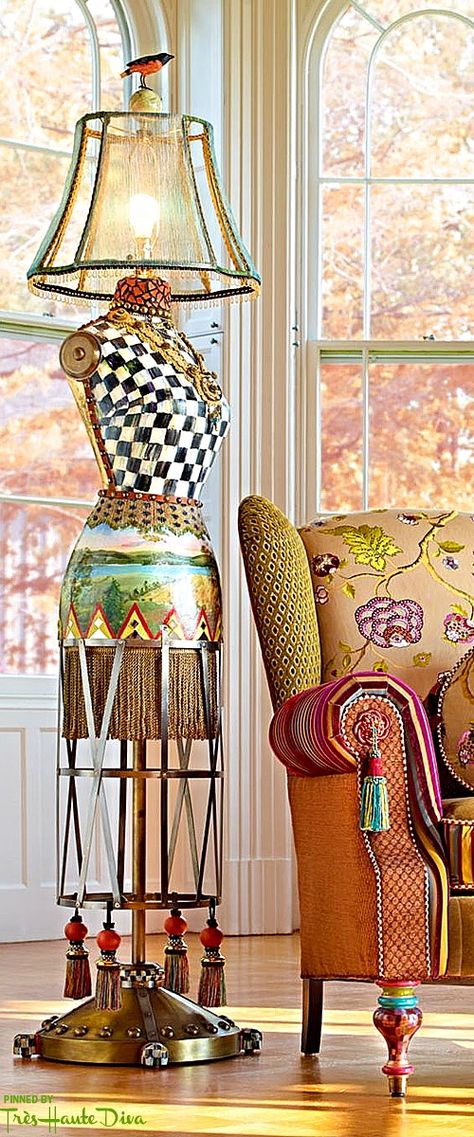 Fall Into Wonderland: MacKenzie- Childs Pin — Très Haute Diva Poltrona Design, Recycled Lamp, Mackenzie Childs Inspired, Mckenzie And Childs, Decoration Shabby, Mannequin Art, Poltrona Vintage, Tall Dresser, Furniture Painting