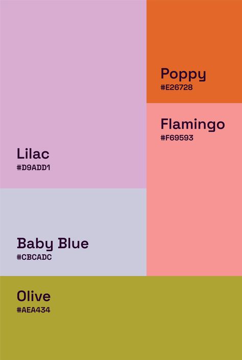 Calm Bright Color Palette, Colorful Soft Aesthetic, Color Palette With Purple And Green, Bright Terracotta Color Palette, Lilac Blue Color Palette, Color Trio Palette, Lilac Purple Color Palette, Orange Pink Purple Color Palette, Spring Graphic Design Inspiration