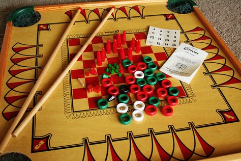 Large Vintage Double Sided Carrom Game Board with Game Pieces, Cue Sticks, Original Box and Rules Booket - Model 100 60s Childhood, Teenage Memories, Vintage Board Game, Old Board Games, Gambling Machines, Vintage Board Games, Gambling Party, Gambling Tattoo, Grandma's House