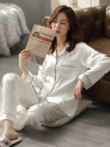 Spring Sleepwear, White Cotton Pajamas, Winter Sleepwear, Cotton Pajamas Women, Warm Pajamas, White Pajamas, Pajamas For Women, Lounge Outfit, Cotton Pajamas