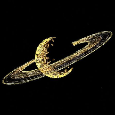 Create out-of-this-world pillows, totes, wall hangings, and more with the golden rings of Saturn. This machine embroidery design contains sheer stitching and open areas; embroider on dark-colored fabrics for best results. Saturn Embroidery, Celestial Clothing, Saturn Rings, Sweat Noir, Rings Of Saturn, Golden Rings, Freestanding Lace Embroidery, Urban Threads, Golden Ring