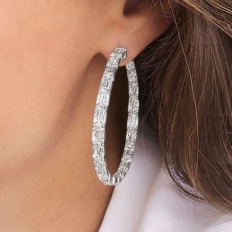 A pair of classic hoop earrings, featuring full circles of impeccable ASHOKA® cut diamonds, in a platinum setting. Diamond Hoop Earrings Large, Ashoka Diamond, Hoop Earrings Large, Platinum Earrings, Hoop Earrings Silver, Big Diamond, Earrings Large, Large Hoop Earrings, Diamond Hoop Earrings